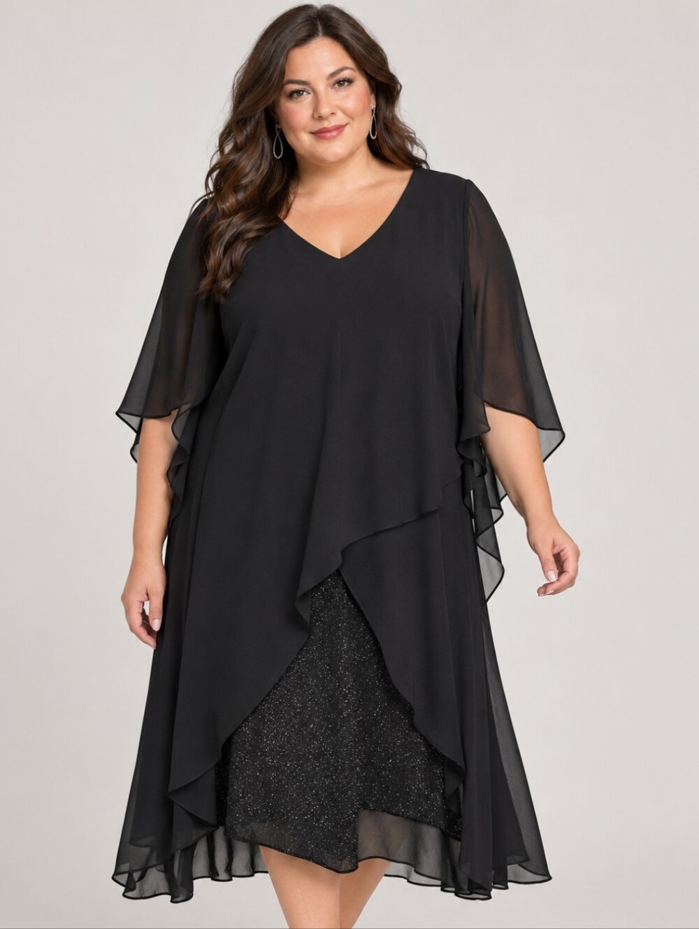 Hanna Nikole Layered Chiffon Dress Size 24W NEW